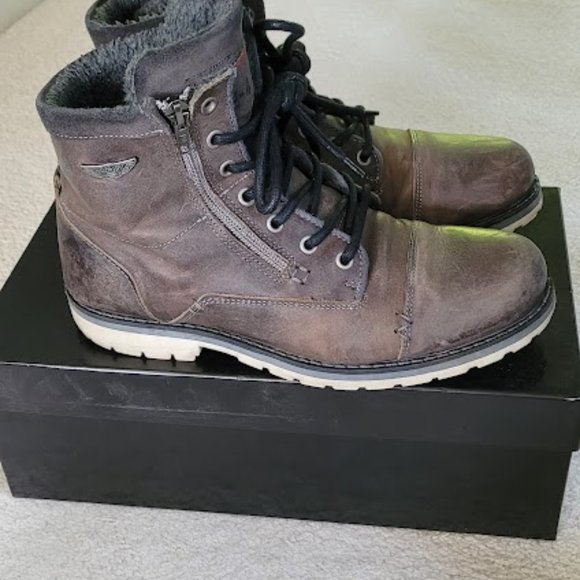 B2 Distressed Leather Fur Lined Men's Boots - Size 41/US 8 - Picture 4 of 11